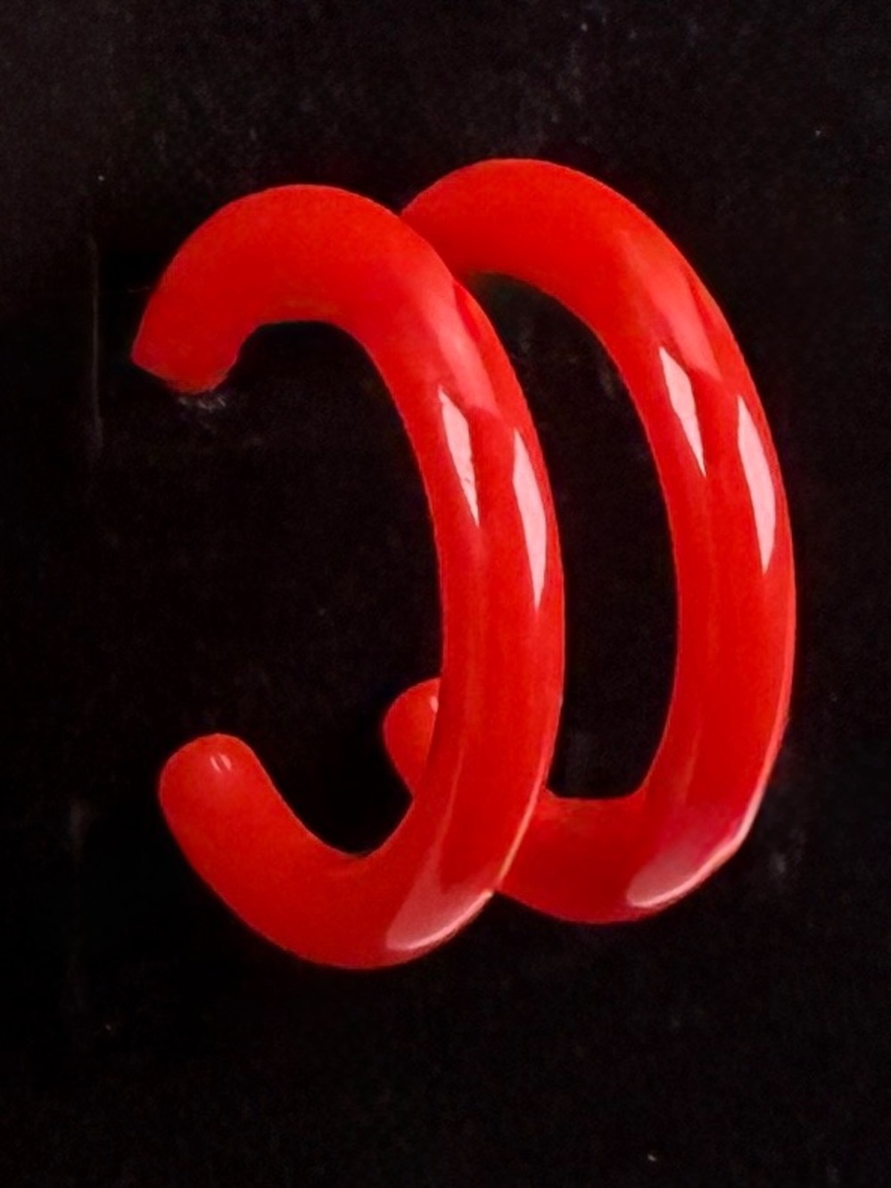 Vintage Red Open Hoop Pierced Earrings